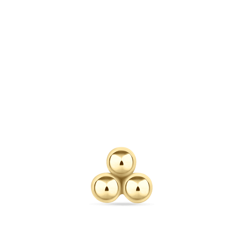Ball Trinity Threaded Stud Earring Yellow Gold 3.5mm