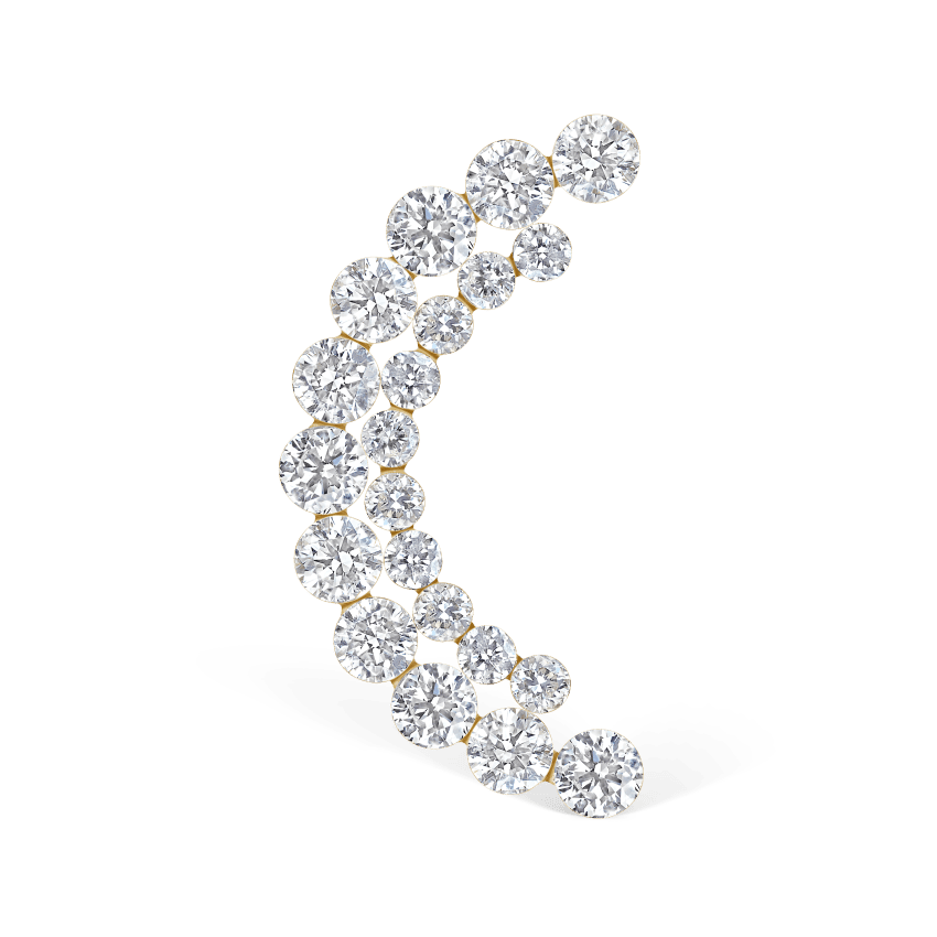Invisible Set Diamond Apsara Curve Threaded Stud Earring Yellow Gold