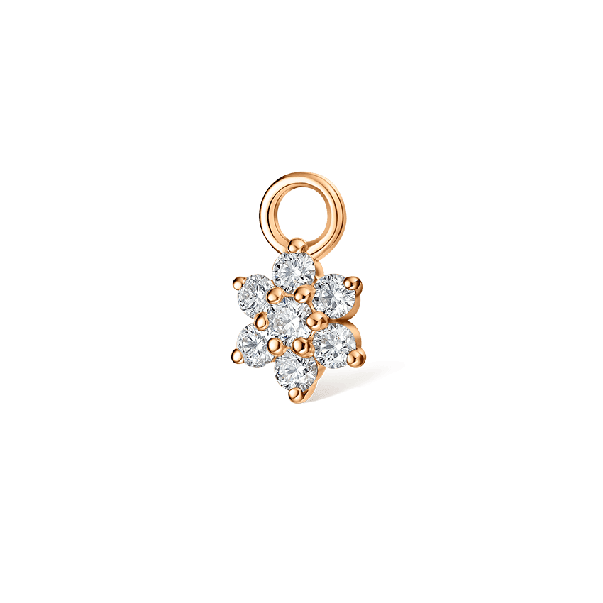 Diamond Flower Charm Rose Gold 4.5mm