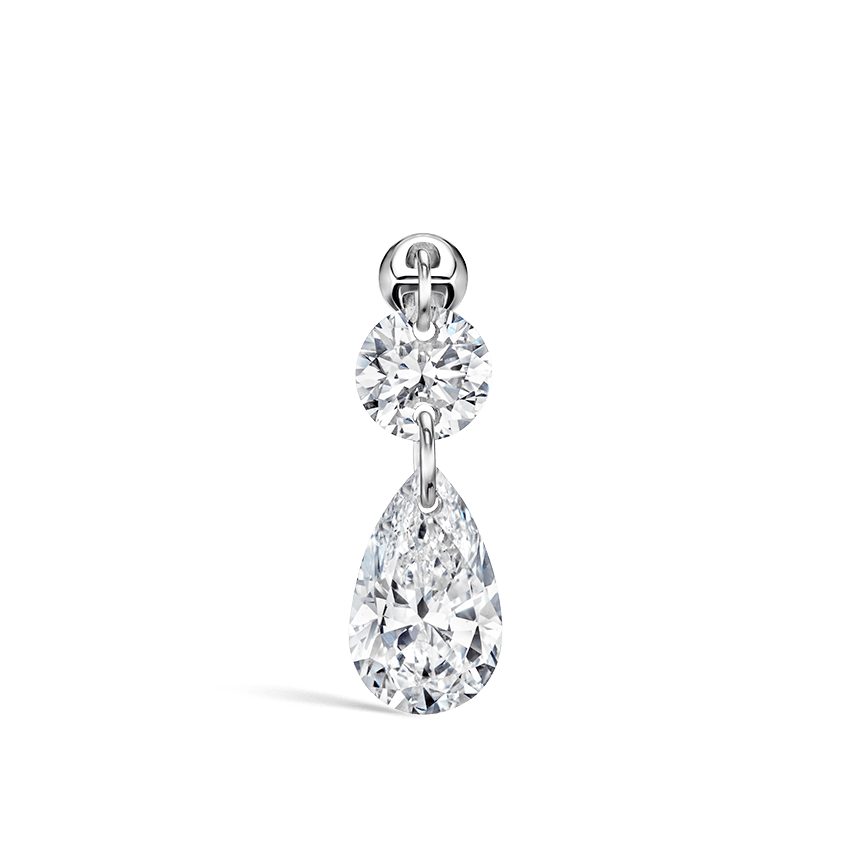 Floating Double Diamond Threaded Charm Earring White Gold 2mm / 5mm