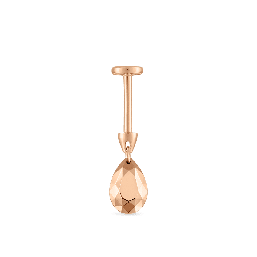 Faceted Gold Pear Threaded Charm Earring Rose Gold 6.5mm