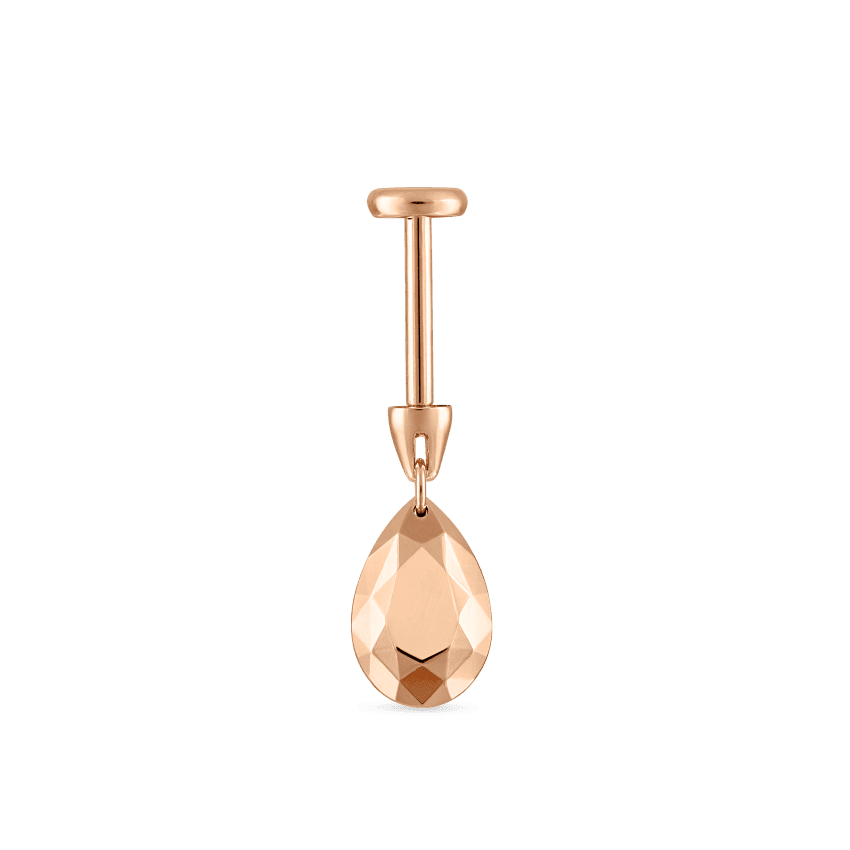 Faceted Gold Pear Threaded Charm Earring Rose Gold 7.5mm