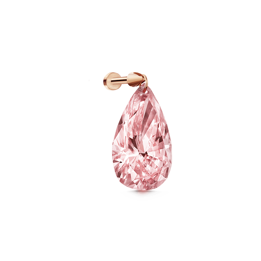 Pink Pear Floating Diamond Threaded Charm Earring Rose Gold 1.64ct