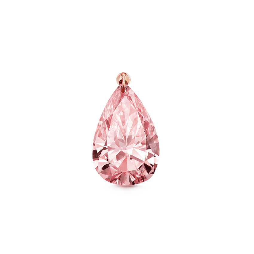 Pink Pear Floating Diamond Threaded Charm Earring Rose Gold 1.64ct