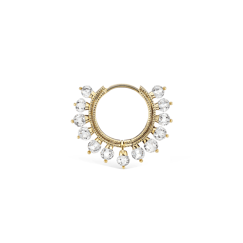 Diamond Coronet Hoop Earring Yellow Gold 9.5mm