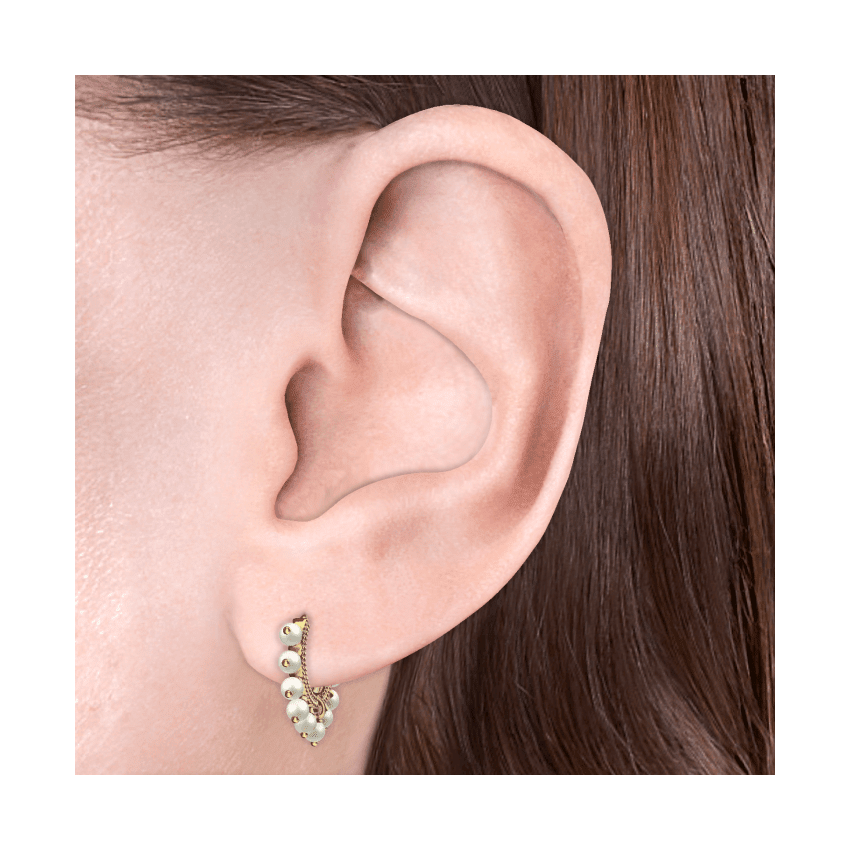 Pearl Coronet Hoop Earring White Gold 8mm