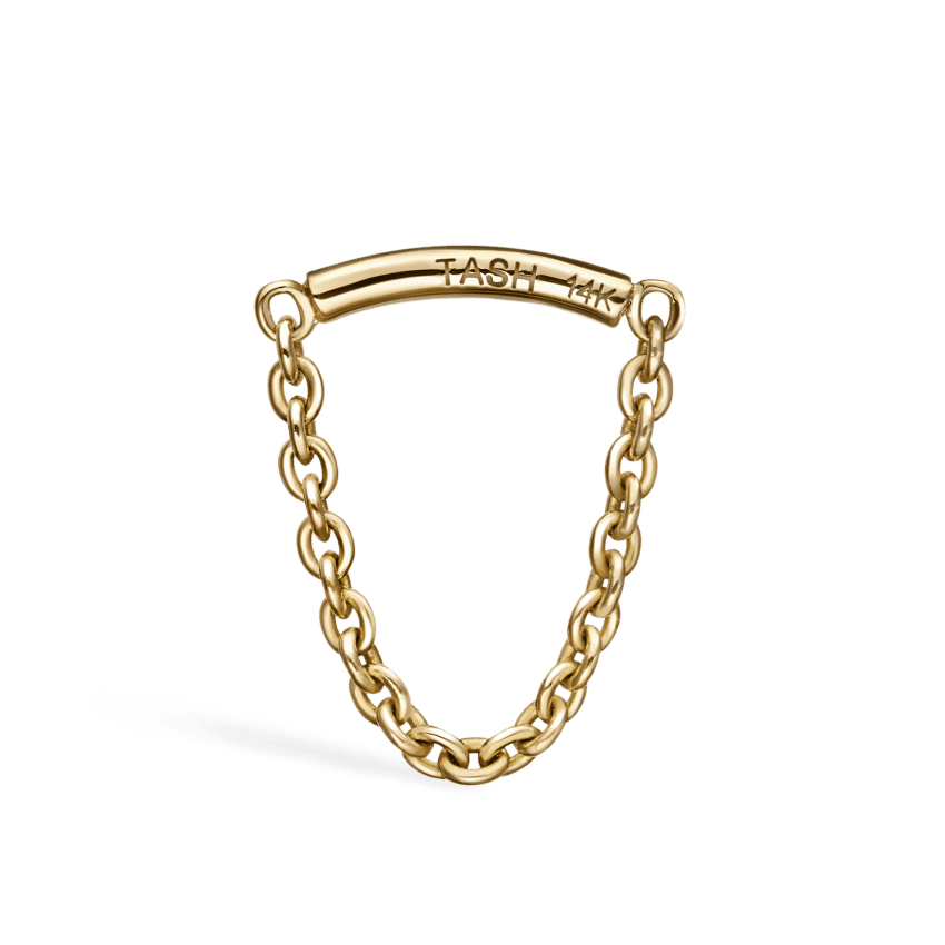 Single Chain Drape Yellow Gold Horizontal