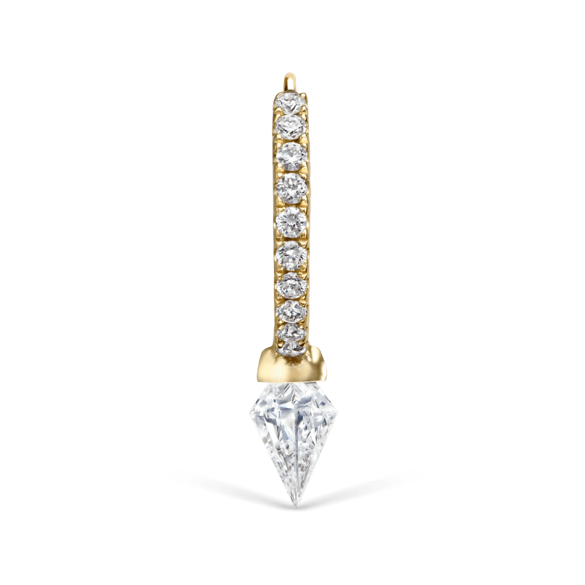 Silhouette Diamond Short Spike Eternity Hoop Earring Yellow Gold 8mm