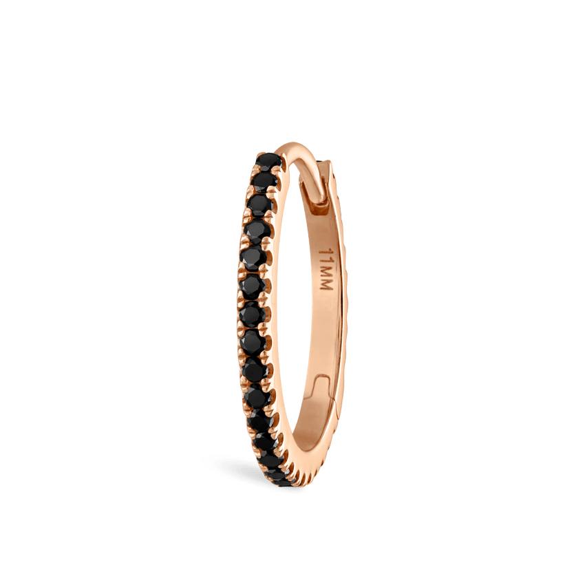Black Diamond Eternity Hoop Earring Rose Gold 11mm MARIA TASH