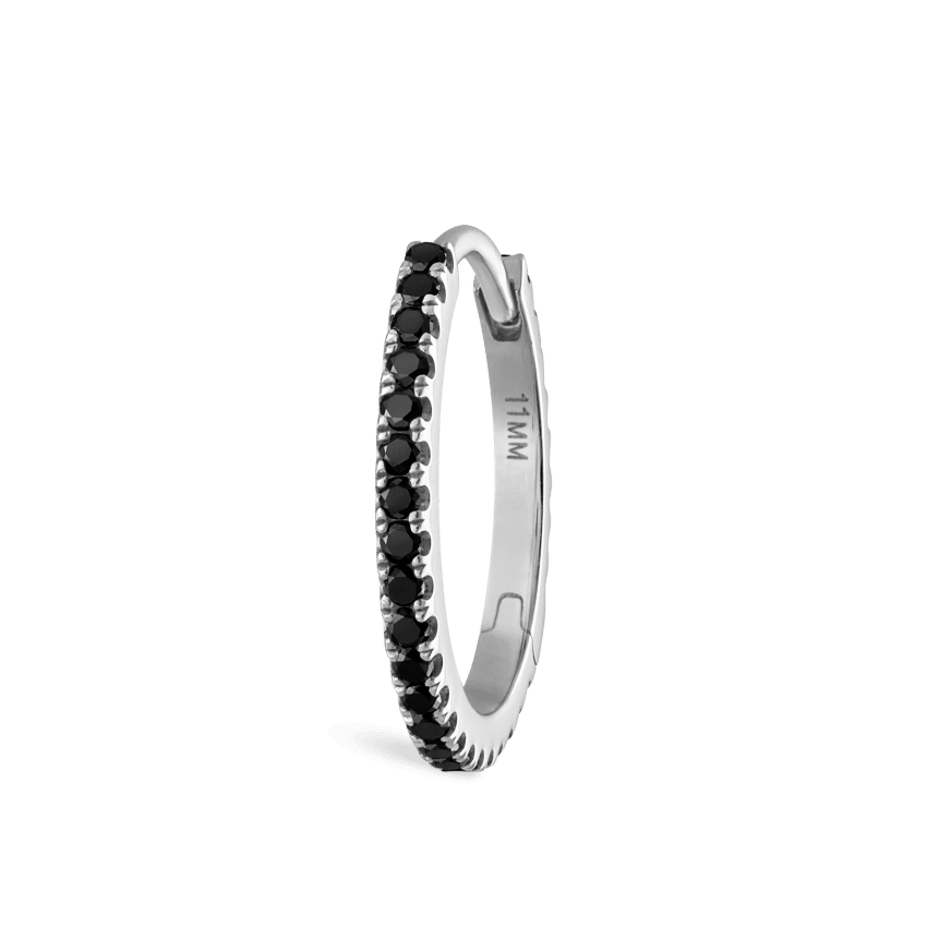 Black Diamond Eternity Hoop Earring White Gold 11mm