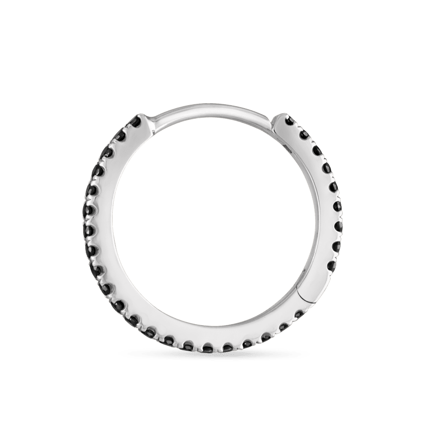 Black Diamond Eternity Hoop Earring White Gold 11mm