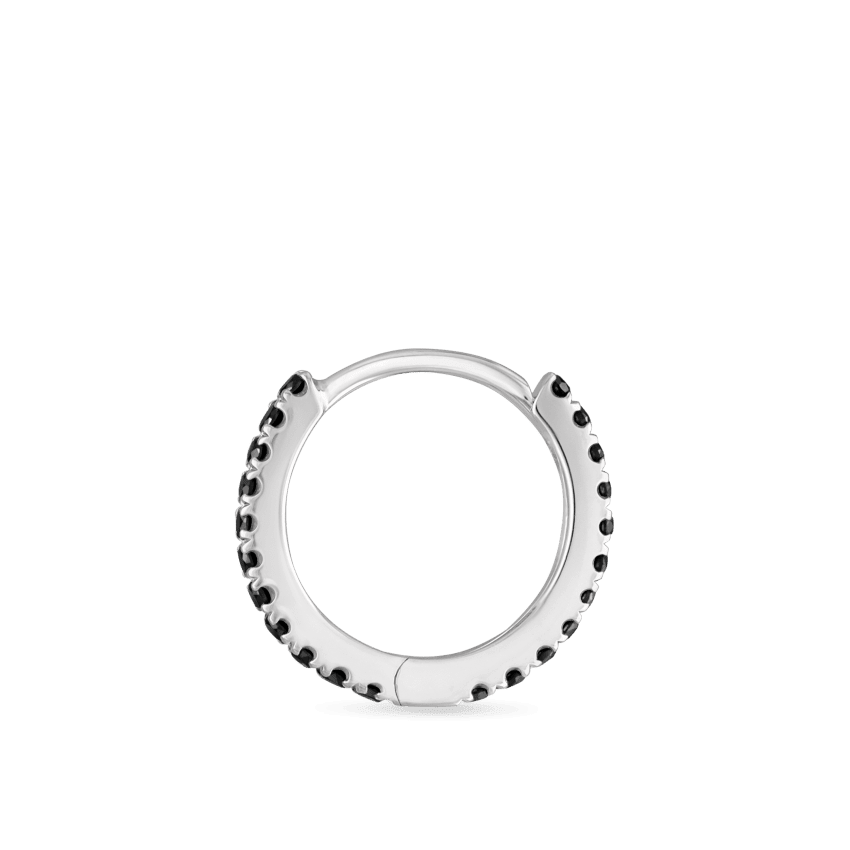 Black Diamond Eternity Hoop Earring White Gold 8mm
