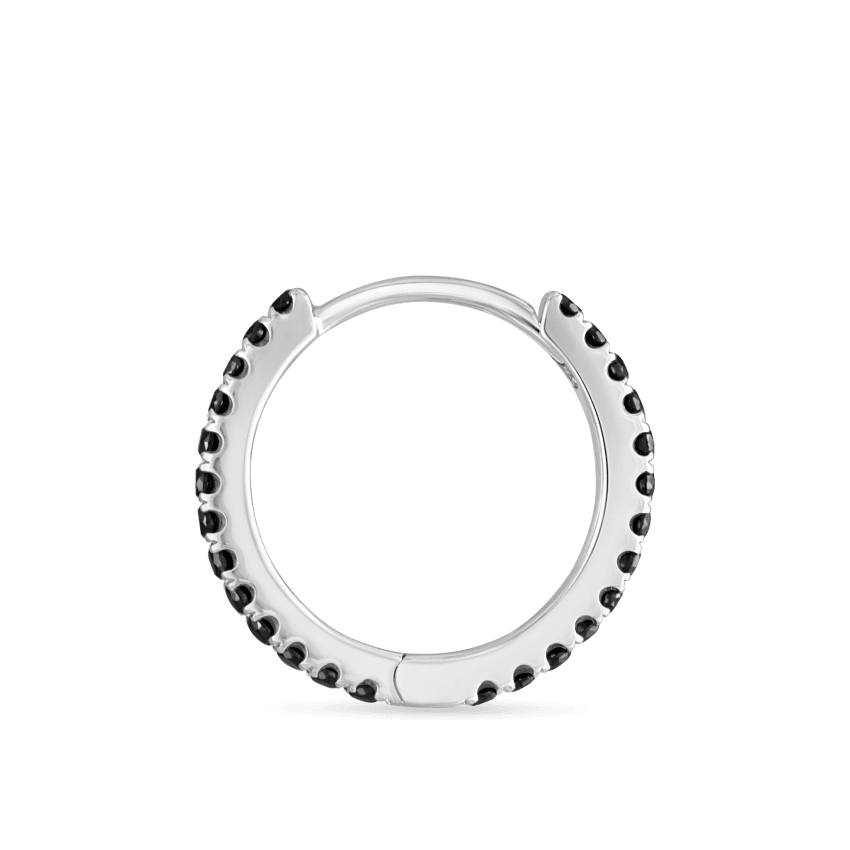 Black Diamond Eternity Hoop Earring White Gold 9.5mm