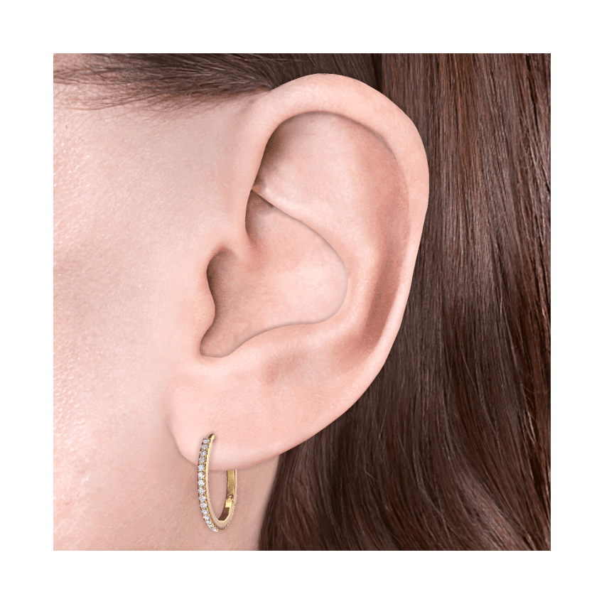 Diamond Eternity Hoop Earring Yellow Gold 12.5mm