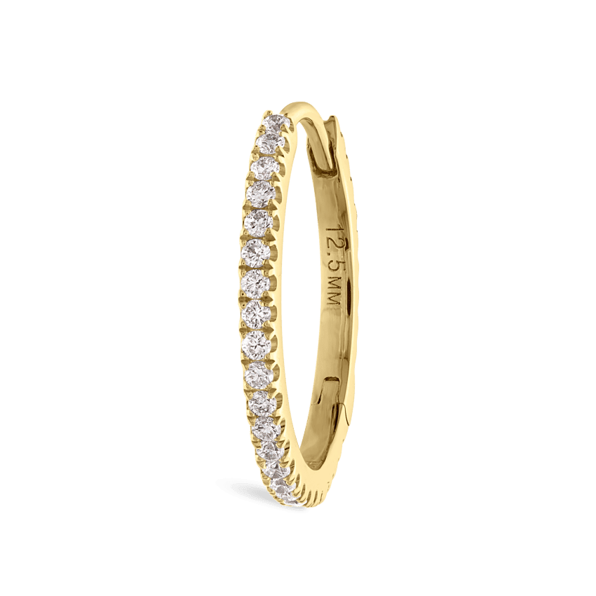 Diamond Eternity Hoop Earring Yellow Gold 12.5mm