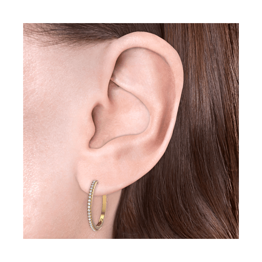 Diamond Eternity Hoop Earring Yellow Gold 15.5mm