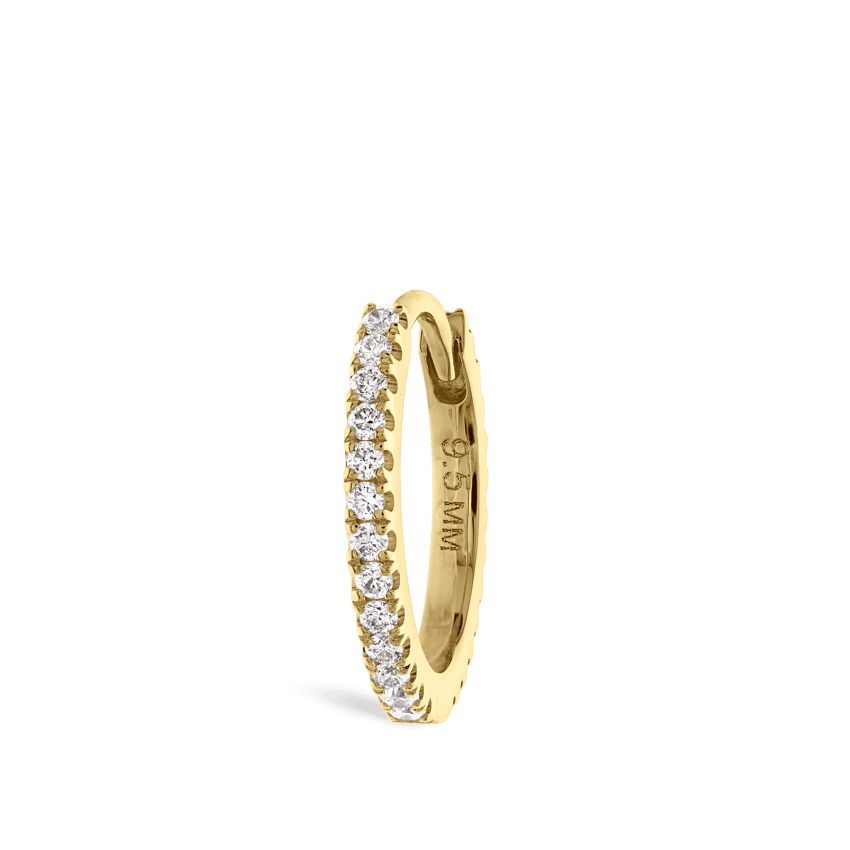 Diamond Eternity Hoop Earring Yellow Gold 9.5mm