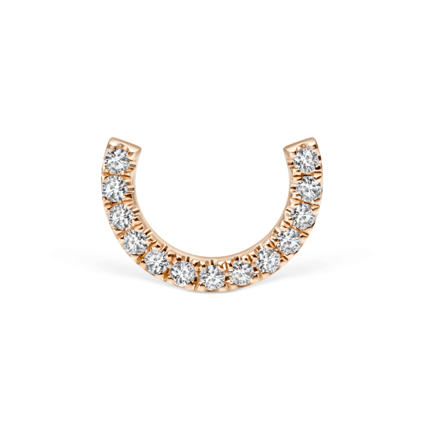 Prong Set Diamond Demi Eternity Threaded Stud Earring Rose Gold 6.5mm