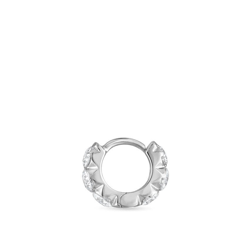 Invisible Set Large Diamond Eternity Hoop Earring White Gold 5mm