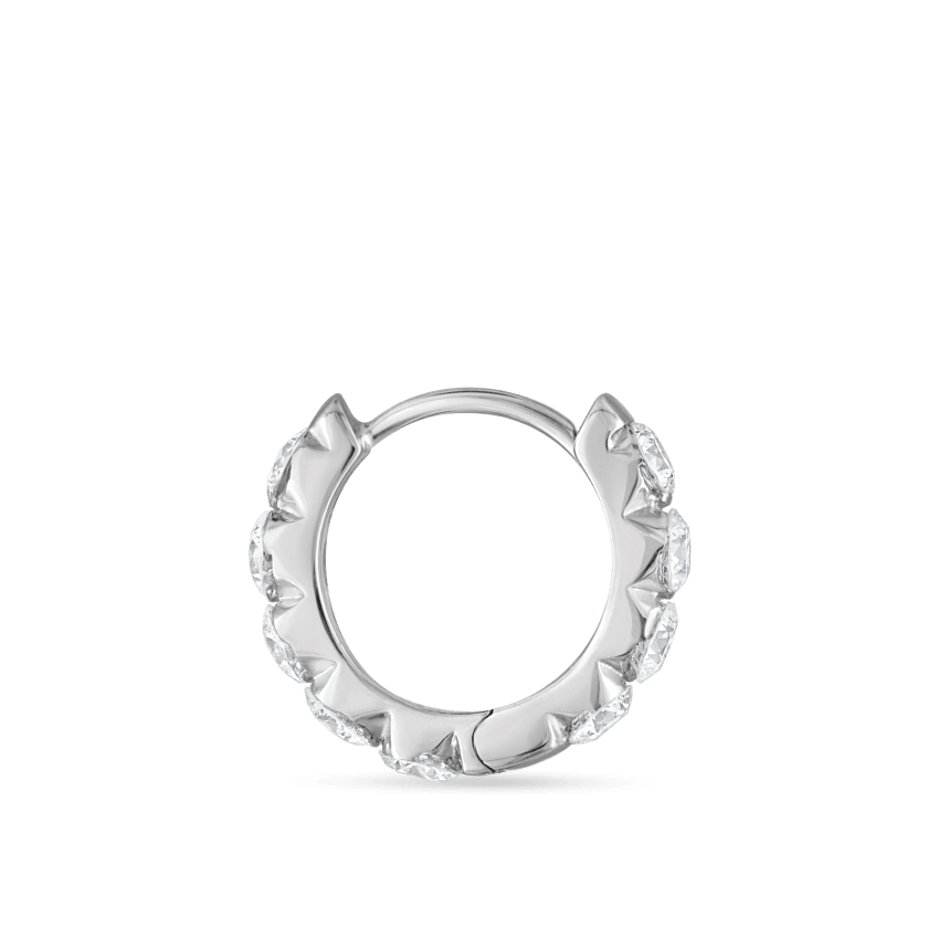 Invisible Set Large Diamond Eternity Hoop Earring White Gold 8mm