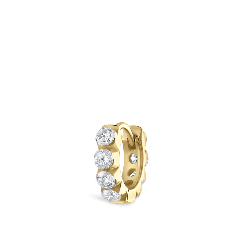 Invisible Set Large Diamond Eternity Hoop Earring Yellow Gold 6.5mm