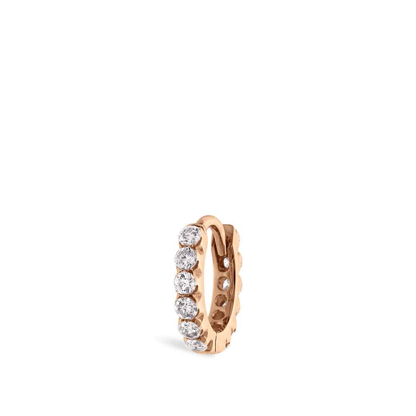 Invisible Set Diamond Eternity Hoop Earring Rose Gold 6.5mm