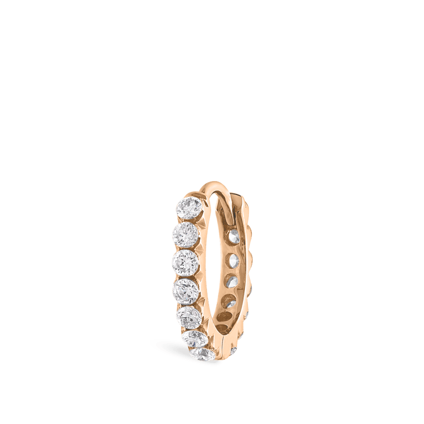 Invisible Set Diamond Eternity Hoop Earring Rose Gold 8mm