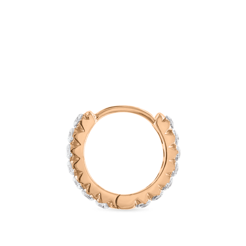 Invisible Set Diamond Eternity Hoop Earring Rose Gold 8mm