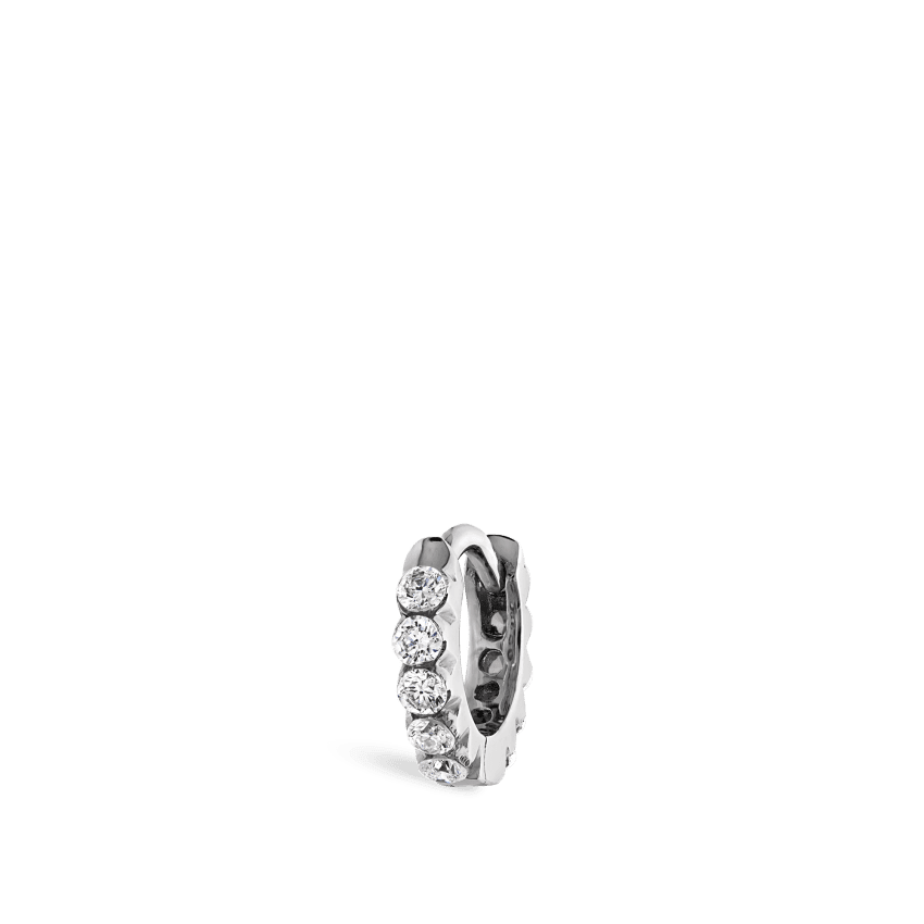 Invisible Set Diamond Eternity Hoop Earring White Gold 5mm