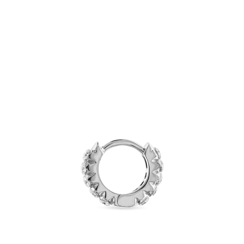 Invisible Set Diamond Eternity Hoop Earring White Gold 5mm