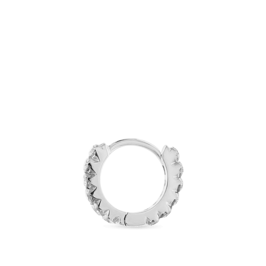 Invisible Set Diamond Eternity Hoop Earring White Gold 6.5mm