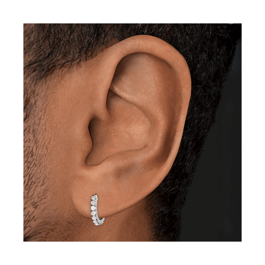 Invisible Set Diamond Eternity Hoop Earring Yellow Gold 8mm