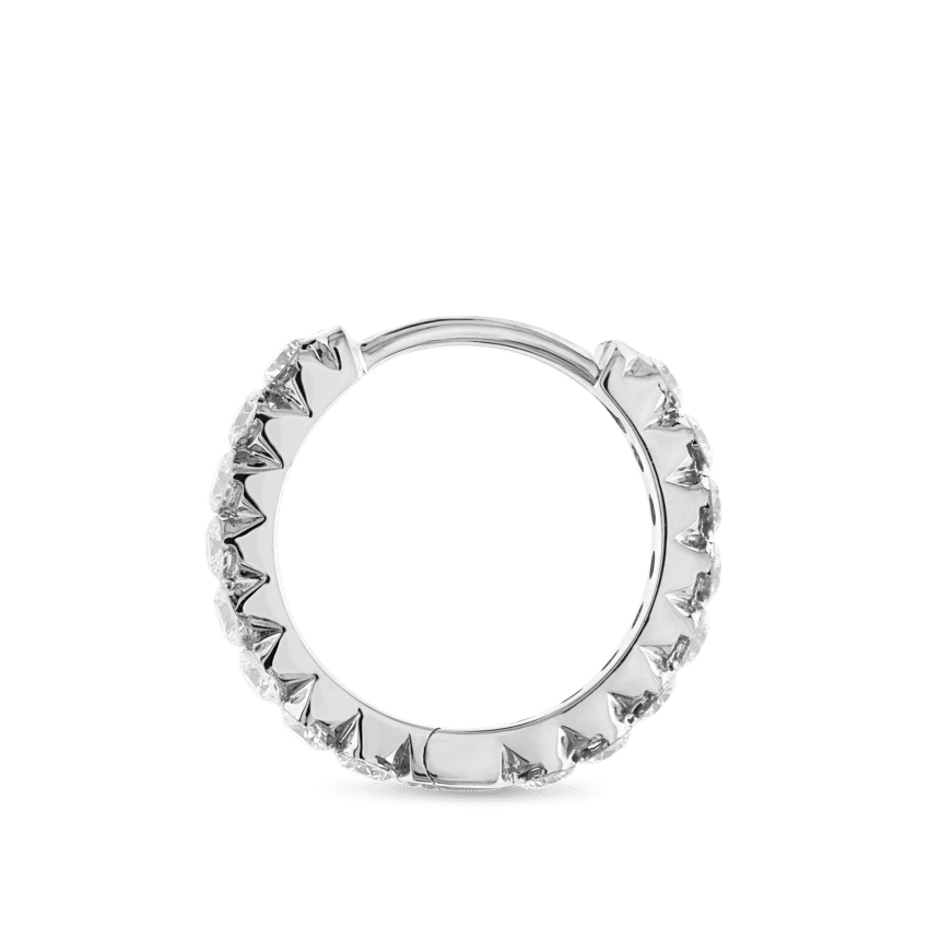 Invisible Set Diamond Eternity Hoop Earring White Gold 9.5mm