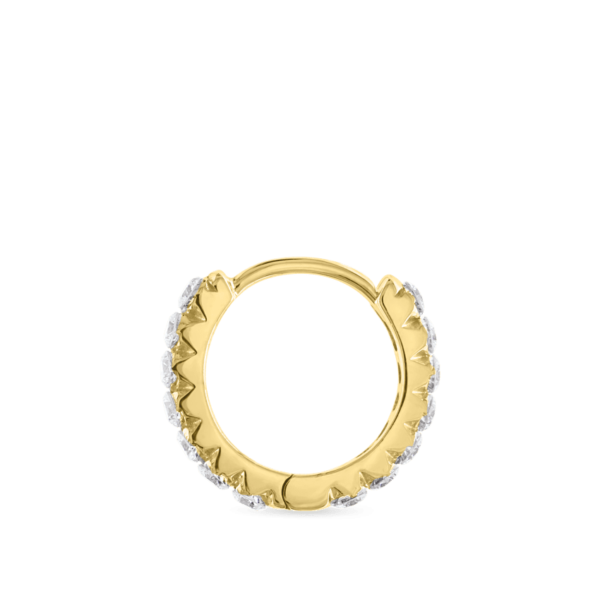 Invisible Set Diamond Eternity Hoop Earring Yellow Gold 8mm