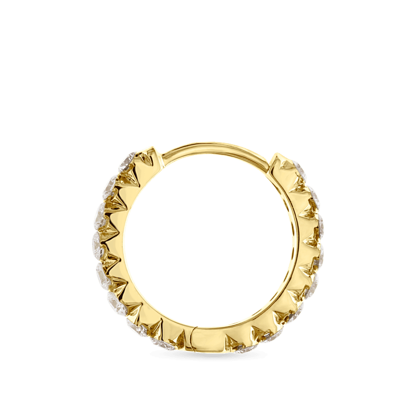Invisible Set Diamond Eternity Hoop Earring Yellow Gold 9.5mm
