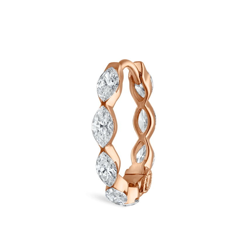Invisible Set Diamond Marquise Eternity Hoop Earring Rose Gold 11mm
