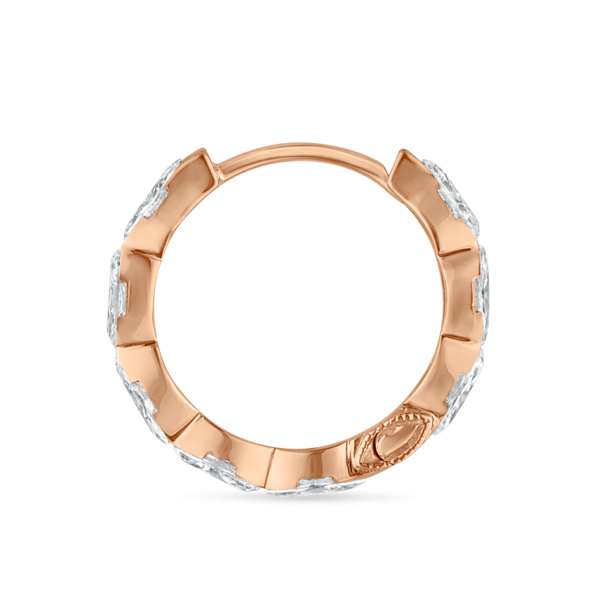 Invisible Set Diamond Marquise Eternity Hoop Earring Rose Gold 11mm