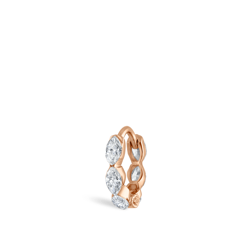 Invisible Set Diamond Marquise Eternity Hoop Earring Rose Gold 6.5mm