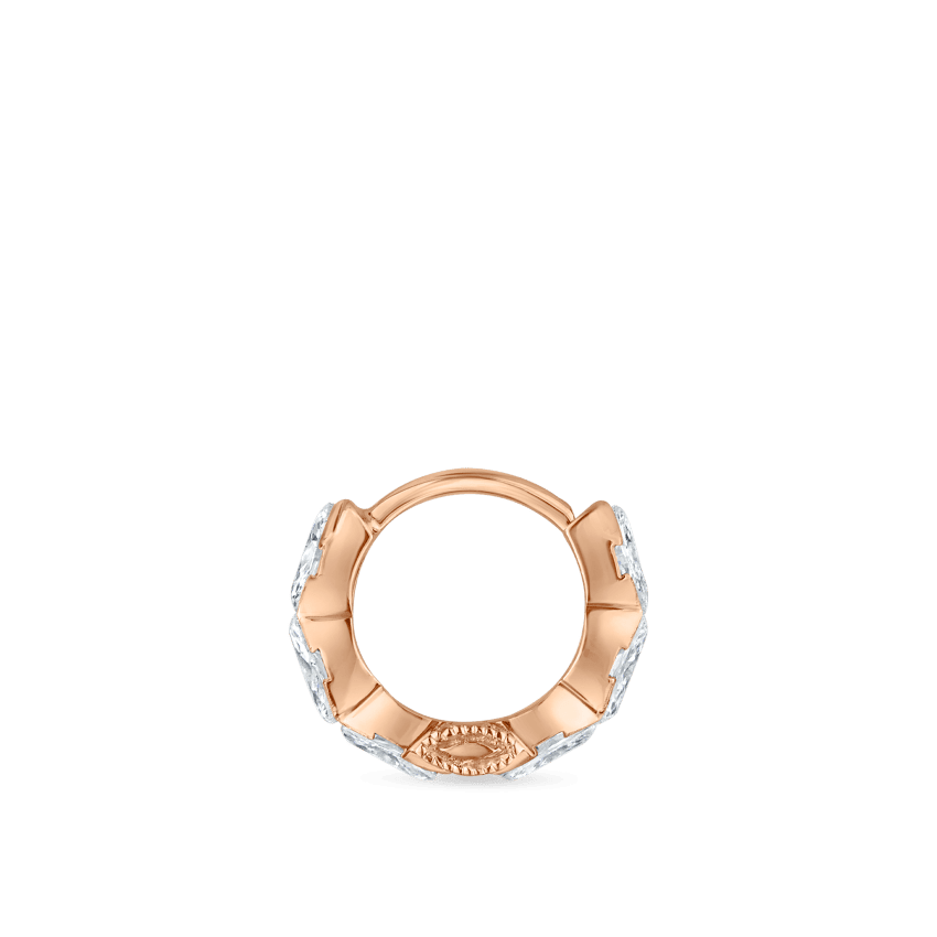 Invisible Set Diamond Marquise Eternity Hoop Earring Rose Gold 6.5mm