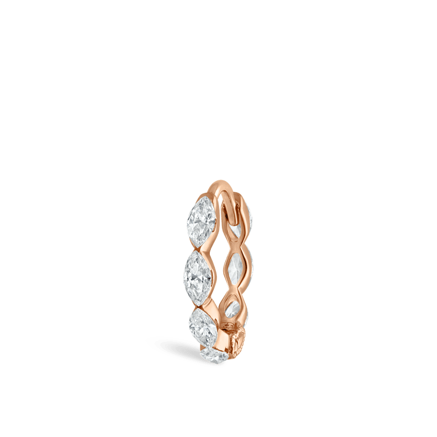 Invisible Set Diamond Marquise Eternity Hoop Earring Rose Gold 8mm