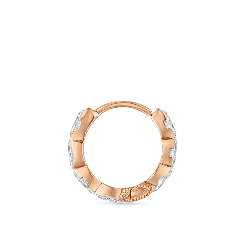 Invisible Set Diamond Marquise Eternity Hoop Earring Rose Gold 8mm