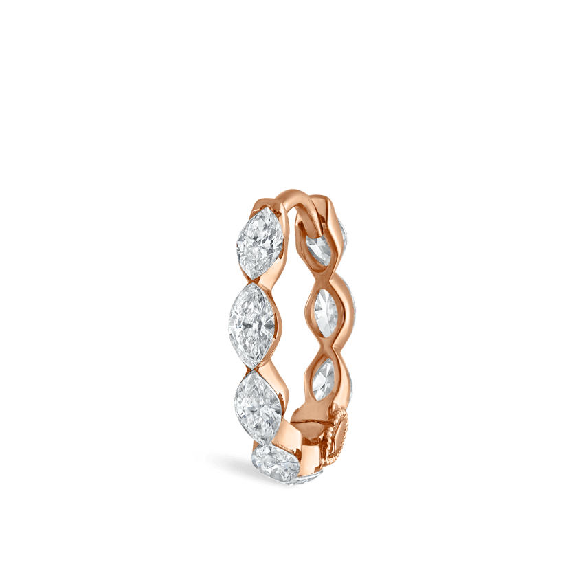 Invisible Set Diamond Marquise Eternity Hoop Earring Rose Gold 9.5mm