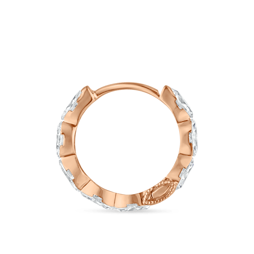 Invisible Set Diamond Marquise Eternity Hoop Earring Rose Gold 9.5mm