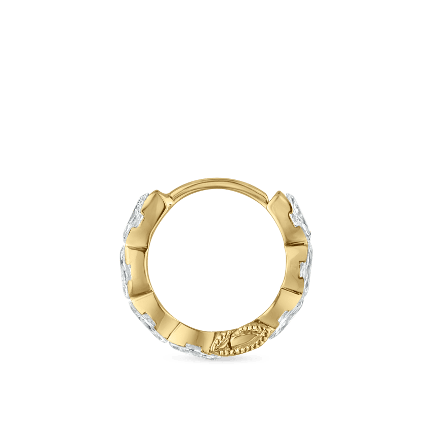 Invisible Set Diamond Marquise Eternity Hoop Earring Yellow Gold 8mm