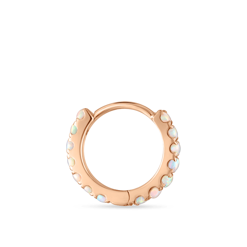 Opal Eternity Hoop Earring Rose Gold 8mm