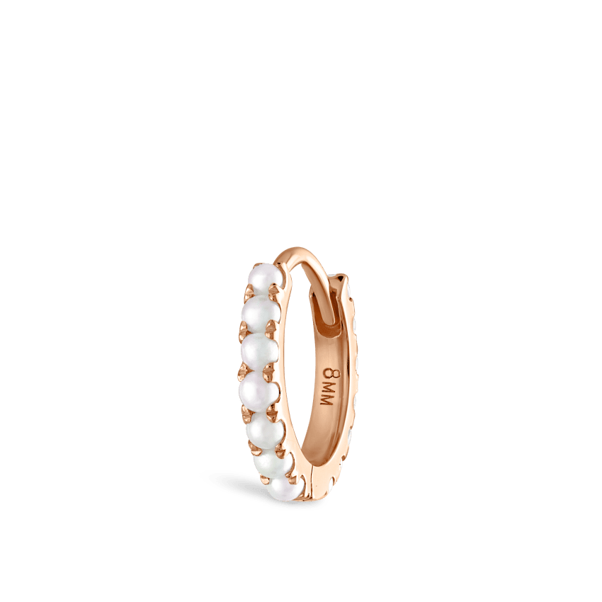 Pearl Eternity Hoop Earring Rose Gold 8mm