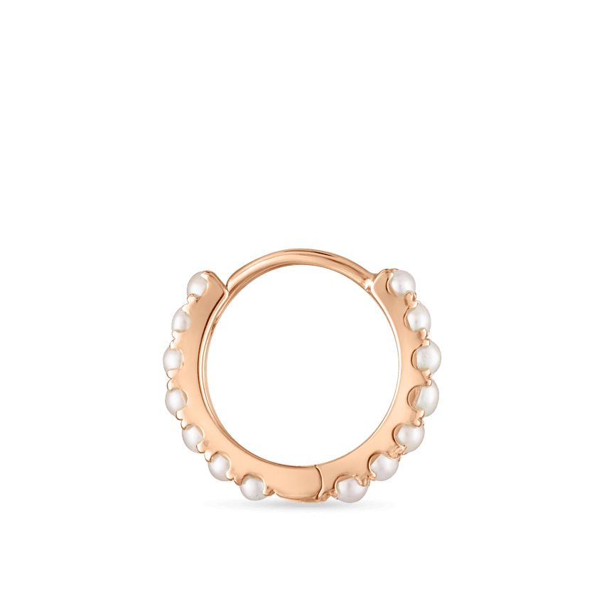 Pearl Eternity Hoop Earring Rose Gold 8mm