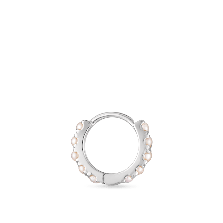 Pearl Eternity Hoop Earring White Gold 6.5mm