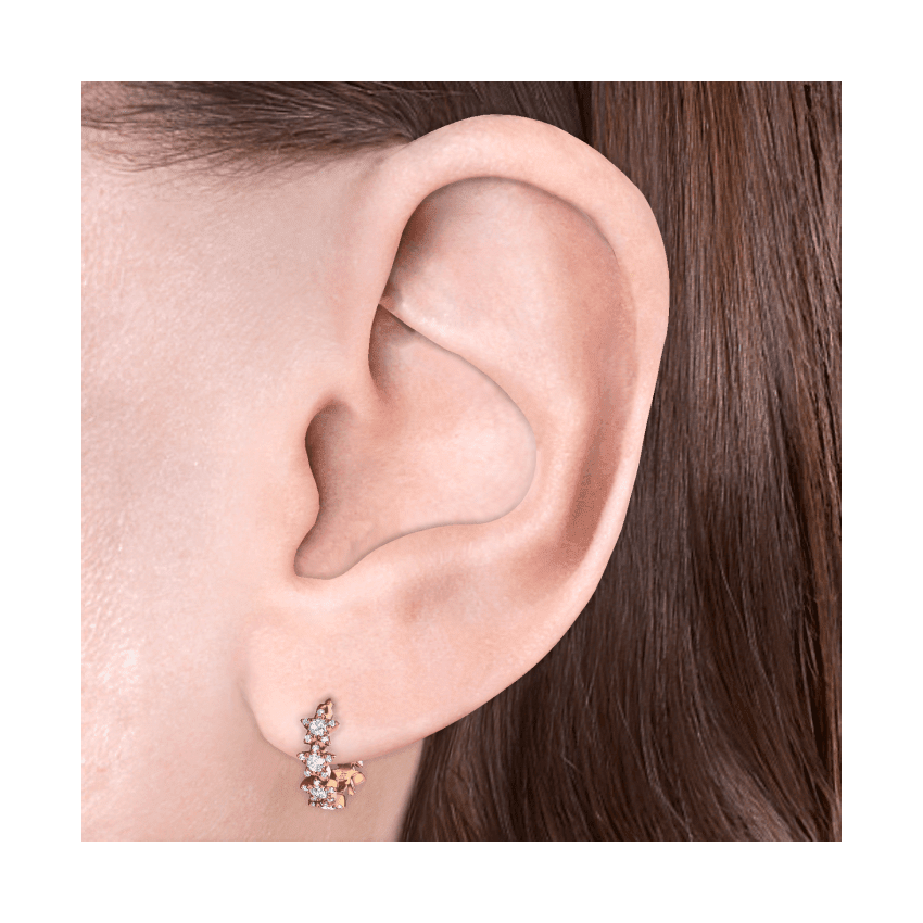 Diamond Constellation Eternity Hoop Earring Rose Gold 8mm