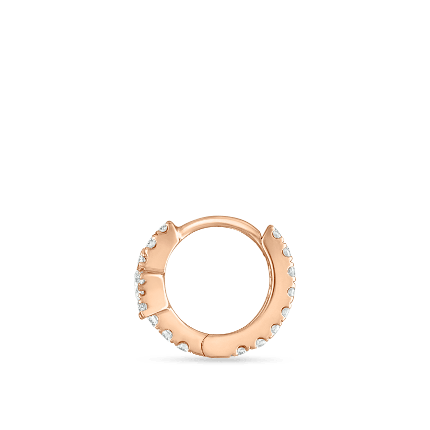 Diamond Star Eternity Hoop Earring Rose Gold 6.5mm
